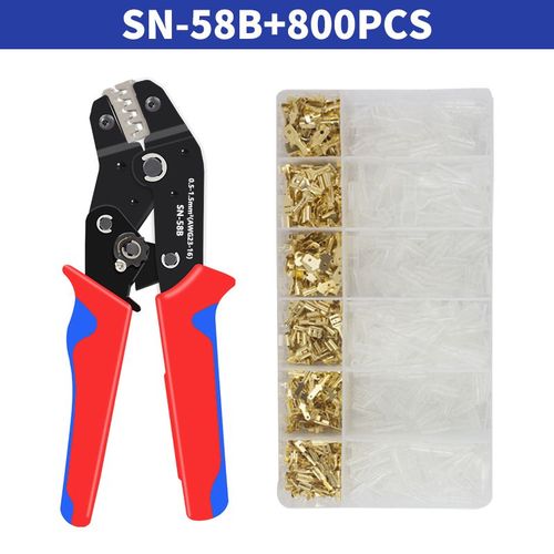 Outil De Sertissage  Cliquet Sn-58b Pince  Sertir Xh2.54/Dupont 2.54/2.8/4.8/6.3/Bornes Non Isoles/Virole 0.5-1.5 Mm/Awg23-16 - Type Sn-58b 800pcs #B