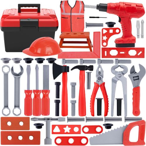 Outils Jouets pour Enfants, Kit D'outils de Jeu de Simulation 56 Pcs avec Bote  Outils, Jouet Electronique, Perceuse, Etabli, Casque, Jouets pour Enfants de 3, 4 et 5 Ans Garons et Filles.[G1457]
