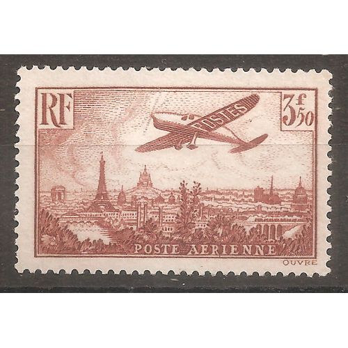 Pa 13 (1936) Poste Arienne Paris 3f50 Brun-Jaune Neuf Sans Gomme Nsg (Cote 75e) (9870)