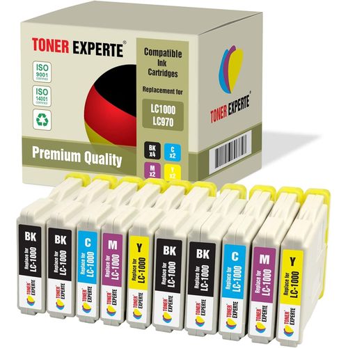 Pack 10 Xl Compatibles Lc1000 Lc970 Cartouches D'encre Pour Brother Dcp-130c 135c 150c 260c 330c 350c 357c 540cn 560cn 750cw 770cw Fax-1360 1460 2840c Mfc-235c 240c 440cn 465cn 5460cn