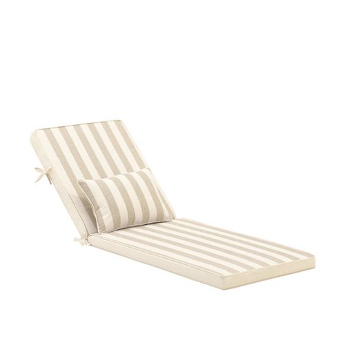 Pack 2 Coussins  Rayures Avec Petit Coussin Pour Chaise Longue Beige
