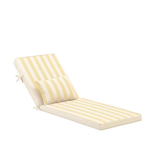 Pack 2 Coussins  Rayures Avec Petit Coussin Pour Chaise Longue Jaune