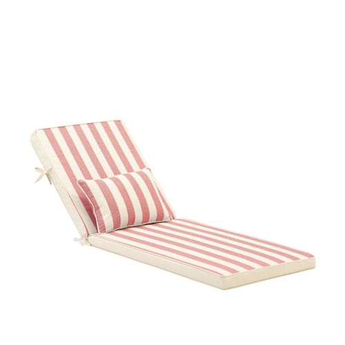 Pack 2 Coussins  Rayures Avec Petit Coussin Pour Chaise Longue Rouge