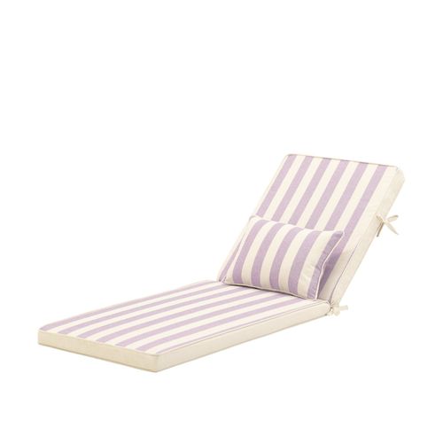 Pack 2 Coussins  Rayures Avec Petit Coussin Pour Chaise Longue Violet