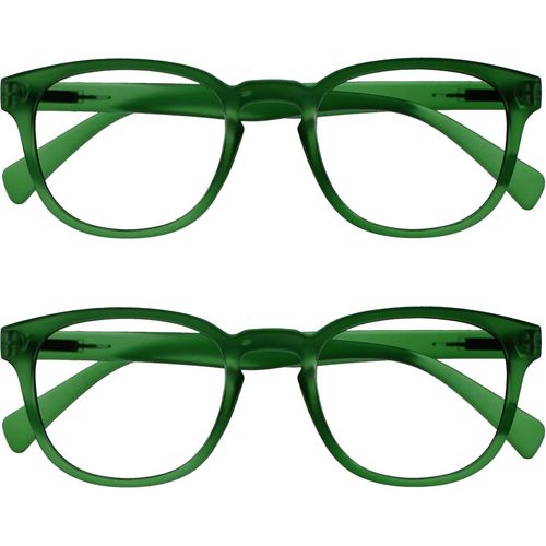 Pack 2 Rtro Rond Vert Mousse Lisse Hommes Femmes Lunettes De Lecture Charnires Ressort Rr2-6 +1,00