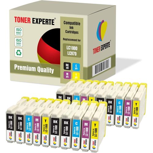 Pack 20 Xl Compatibles Lc1000 Lc970 Cartouches D'encre Pour Brother Dcp-130c 135c 150c 260c 330c 350c 357c 540cn 560cn 750cw 770cw Fax-1360 1460 2840c Mfc-235c 240c 440cn 465cn 5460cn