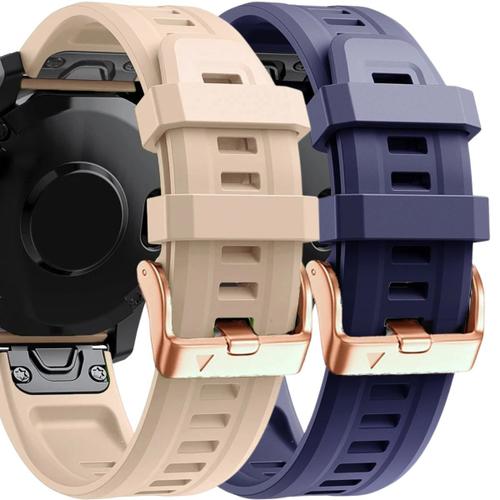 Pack 2x Bracelets En Silicone Avec Fermoir En Mtal Pour Garmin Instinct 2s Abricot Et Violet