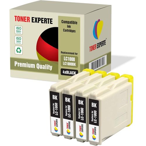 Pack 4 Xl Compatibles Lc1000bk Lc970bk Cartouches D'encre Pour Brother Dcp-130c 135c 150c 260c 330c 350c 357c 540cn 560cn 750cw 770cw Fax-1360 1460 2840c Mfc-235c 240c 465cn (4 Noir)