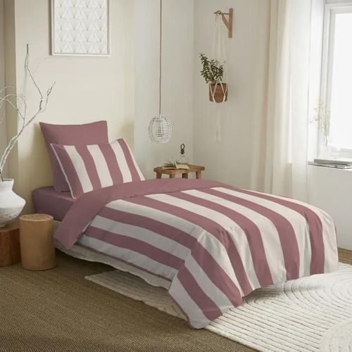 Pack Complet Housse De Couette Rversible Pour Lit 90 X 190 Cm Deauville Pourpre