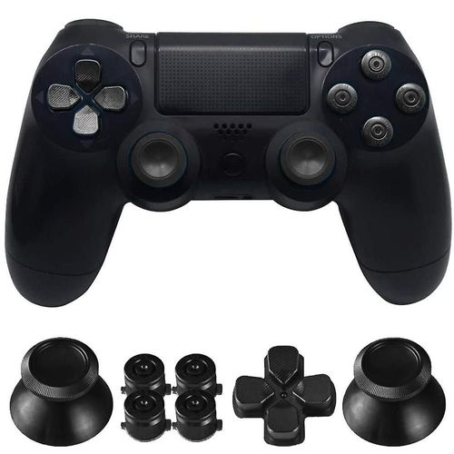 Pack D'accessoires Pour Manette Ps4 : 2 Poignes De Pouce, Croix Directionnelle En Aluminium, 4 Boutons Axby Bullet Pour Des Jeux Optimiss