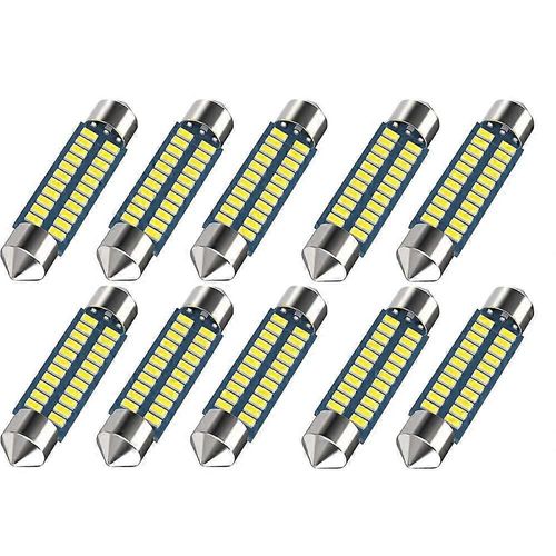 Pack De 10pcs 578 Led Ampoule De Voiture 211-2 Led Ampoule De Voiture 41mm 42mm 1.65in 212-2 Led Ampoule De Voiture Pour Voiture Carte Lumire Dme Lumire, 22smd 3014 Puces 6000k Blanc Super