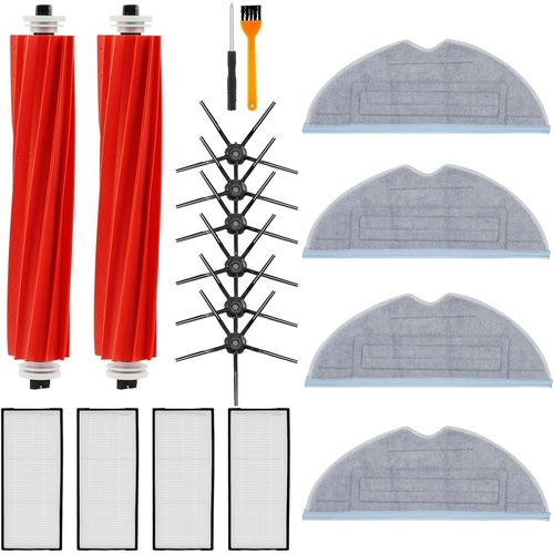 Pack de 18 accessoires Roborock S7, Kit de Remplacement pour Roborock S7/S7+/T7S Plus/T7 Aspirateur Robot, 2 Brosses Principales, 4 Filtres, 6 Brosses Latrales, 4 Lingette Serpillere