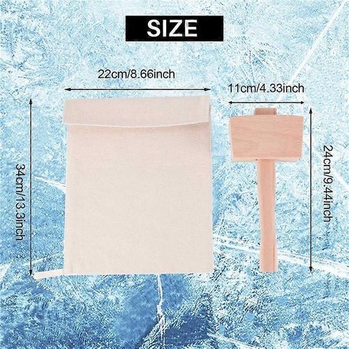 Pack De 2 Sacs Et 1 Pice Maillet  Glace Ensemble-Rutilisable Toile Sacs De Glace Pile Avec Maillet En Bois Fte