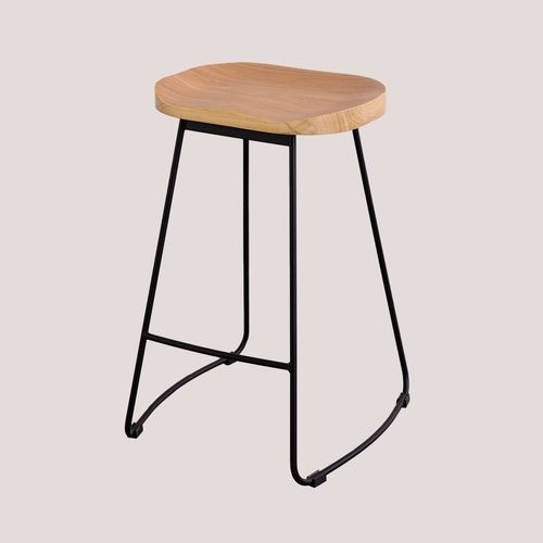 Pack De 2 Tabourets Hauts En Acier Et Bois D'orme Neicol Noir 65 Cm