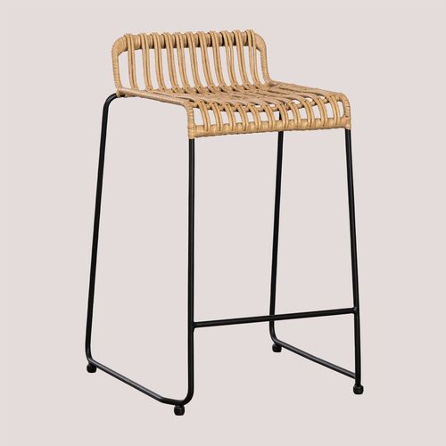 Pack De 2 Tabourets Hauts En Rotin Synthtique Aroa Noir ?65 Cm