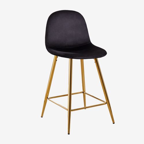Pack De 2 Tabourets Hauts En Velours Glamm Dor 65 Cm
