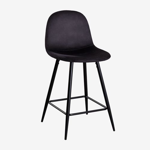 Pack De 2 Tabourets Hauts En Velours Glamm Noir 65 Cm