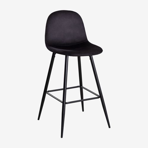 Pack De 2 Tabourets Hauts En Velours Glamm Noir 75 Cm