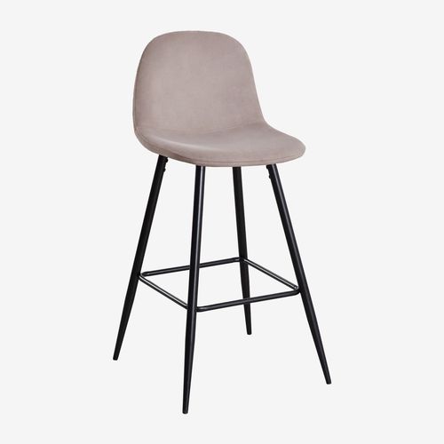Pack De 2 Tabourets Hauts En Velours Glamm Noir 75 Cm