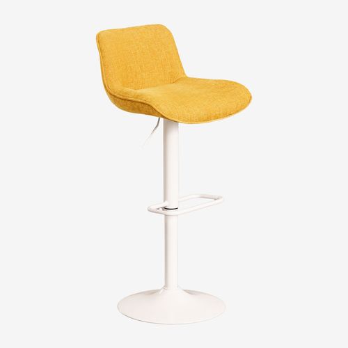 Pack De 2 Tabourets Hauts Rglables Avec Dossier En Mtal Et Tissu Igarasi Blanc - Jaune Curry
