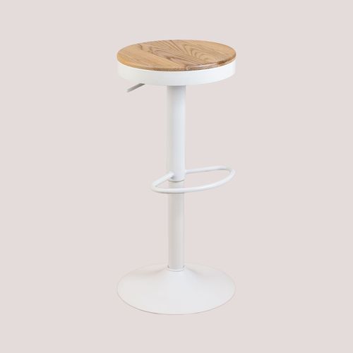 Pack De 2 Tabourets Hauts Rglables En Acier Et Bois D'orme Bardder Blanc