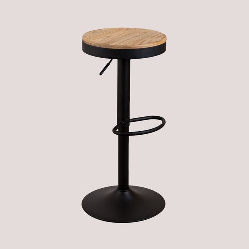 Pack De 2 Tabourets Hauts Rglables En Acier Et Bois D'orme Bardder Noir