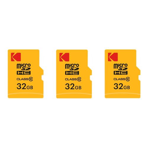 Pack de 3 KODAK Cartes Mmoire Micro SDHC 32 Go avec Adaptateur - Solution de Stockage Haute Vitesse