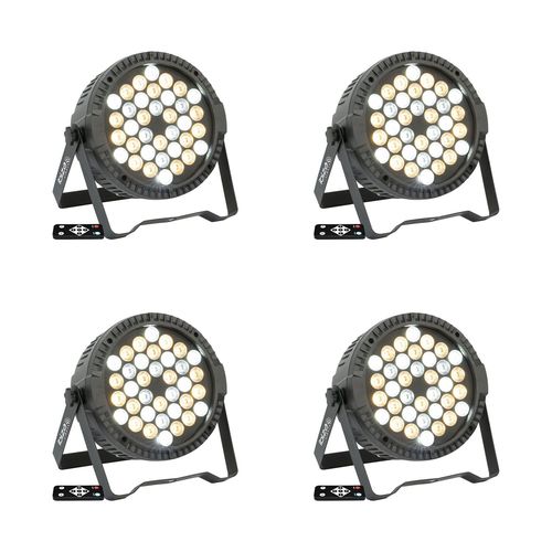 Pack de 4 Projecteurs Blancs Par Ibiza Light THINPAR-36X1WHITE - DMX Tlcommande Extra-plats LED Soire Dj Club Fte Discothque