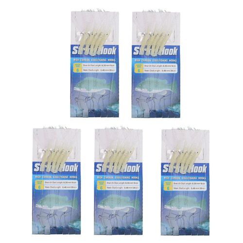 Pack De 5 Leurres De Crevettes De Pche Lumineux Appt Leurre De Pche Artificiel En Acier Au Carbone Avec Des Crochets Pour LEau Douce DEau Sale De Type 6
