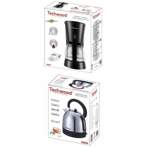 PACK Djeuner Cafetire Machine  caf Programmable Inox 750ML 650W + Bouilloire RETRO INOX 1L8 2200W