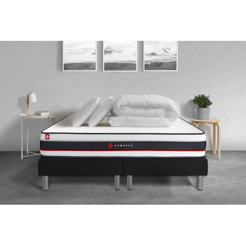 Pack Double Sommier 90x200 + Matelas Form 180x200 + 2 Oreillers Memoire De Forme + Couette Percale