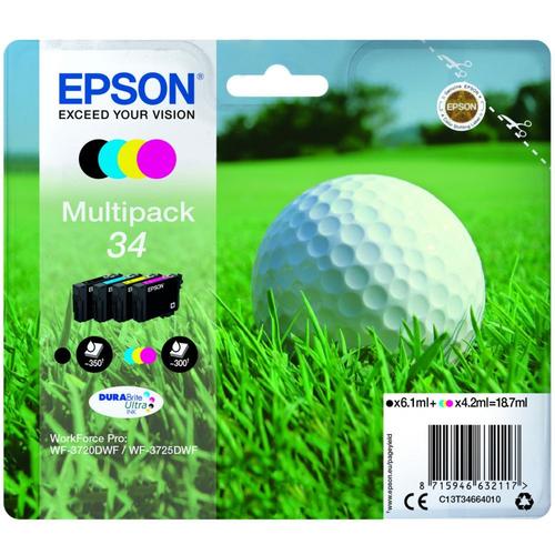 Epson Multipack 34 (Balle De Golf) T3466  - Pack 4 Cartouches D'encre - Noir, Jaune, Cyan, Magenta