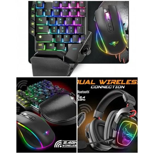 PACK GAMER 3 EN 1 G1100 RGB SWITCH PS4-XBOX-X/S PC Clavier SANS FIL + Souris SANS FIL 4200DPI + Tapis GAMEBOARD + Casque sans fil 7.