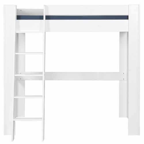 Pack Lit Mezzanine 2 Places Avec Matelas Bois Massif Blanc 140x190 Cm
