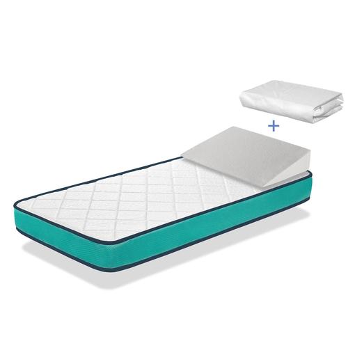 Pack Matelas Dante 57x117 Cm H 10cm + Plan Inclin 15+ Protge Matelas 57x117 Cm.Noyau En Mousse Perfore