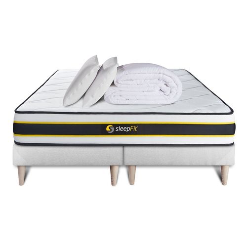 Pack Matelas Flexy 180x200 + Double Sommiers Blanc 90x200 + Couette + 2 Oreillers
