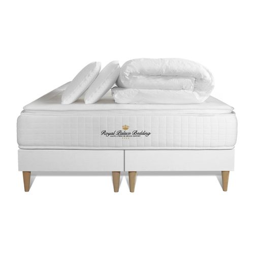 Pack Matelas Ressorts Ensaches + Memoire De Forme Maxi Epaisseur George V 180x200cm + Double Sommier 90x200 Cm + 2 Oreillers De