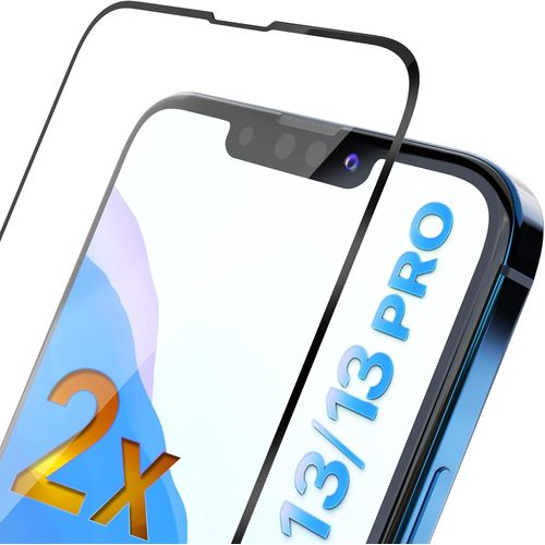 Pack Of 2 3d Glass Screen Protectors For Iphone 13/13 Pro 2021 (6.1 Inch)-Perfect Installation Thanks To The Frame-No Air Bubbles [2 X ] Black