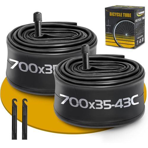 Pack Of 2 Inner Tubes 700 X 35-43c For Road Bike,Av48 Mm Schrader Valve,Inner Tube Compatible With Bicycle Tyres 700 X 35c/36c/37c/38c/39c/40c/41c/42c/43c