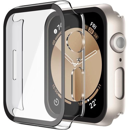 Pack Of 2 Pc Tempered Glass Screen Protectors Compatible With Apple Watch Series 6 Se Series 5 Series 4 44 Mm,Scratch-Resistant Anti-Drop Case For Iwatch,1 Star Light + 1 Transparent