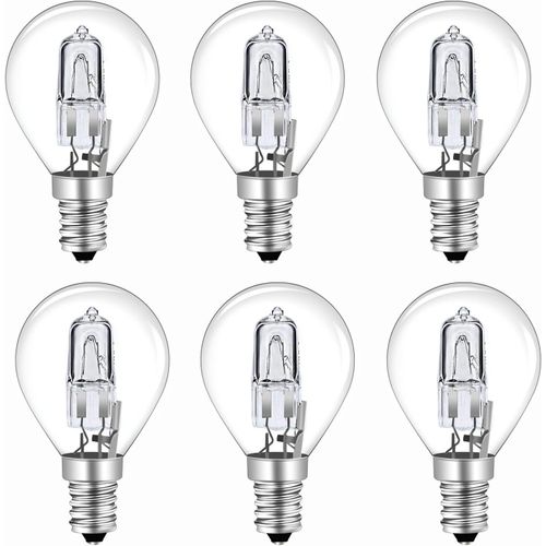 Pack Of 6 Halogen Bulbs G45 E14 28 W,Dimmable Warm White 2700 K Transparent Globe Light Bulb G45 Halogen E14 Ac 230 V 370 Lm For Chandelier,Wall Lamp,Floor Lamp