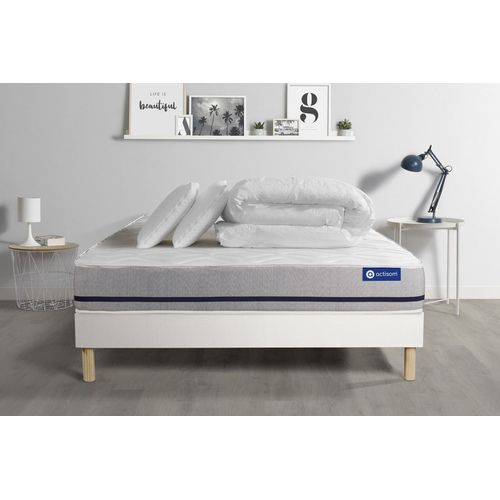 Pack Prt A Dormir Matelas 180x200 Actilatex Soft 3zones De Confort + Sommier Kit Blanc + 2 Oreillers + Couette