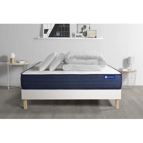 Pack Prt A Dormir Matelas Actilatex Life 180x200 Cm Latex Et Memoire De Forme + Sommier Kit Blanc + 2 Oreillers + Couette