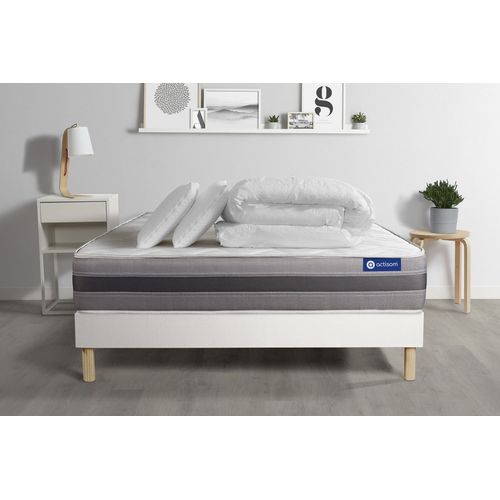 Pack Prt A Dormir Matelas Actilatex Relax Latex Et Memoire De Forme 140x200 Cm + Sommier Kit Blanc + 2 Oreillers + Couette