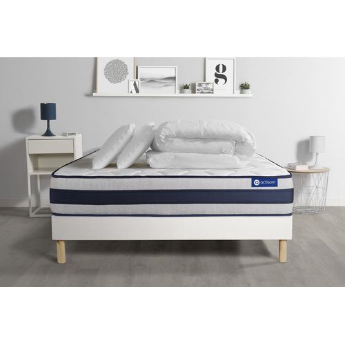 Pack Prt A Dormir Matelas Latex Et Memoire De Forme Actilatex Ergo 180x200 Cm + Sommier Kit Blanc + 2 Oreillers + Couette