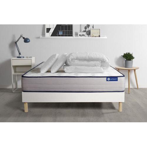 Pack Prt A Dormir Matelas Latex Et Memoire De Forme Actilatex Form 140x200 Cm + Sommier Kit Blanc + 2 Oreillers + Couette