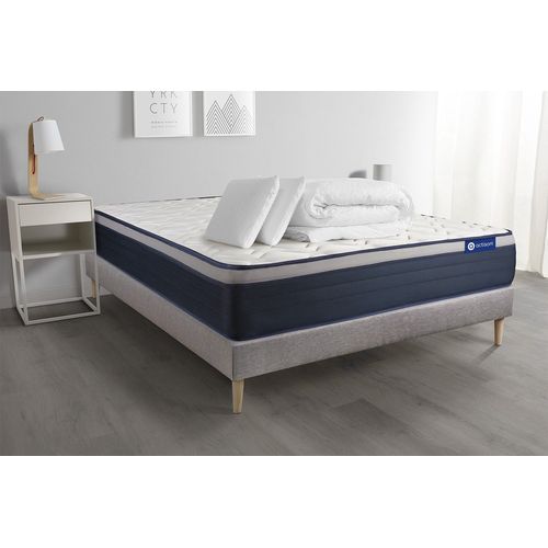 Pack Prt A Dormir Matelas Latex + Memoire De Forme Actilatex Max 200x200 Cm + Sommier Kit Gris + 2 Oreillers + Couette