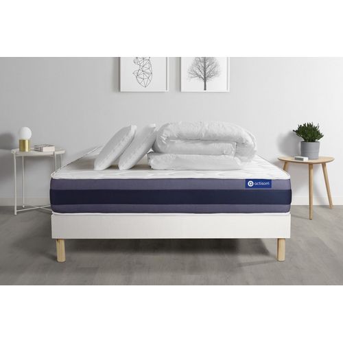 Pack Prt A Dormir Matelas Latex + Memoire De Forme Actilatex Morpho 140x190 Cm + Sommier Kit Blanc + 2 Oreillers + Couette