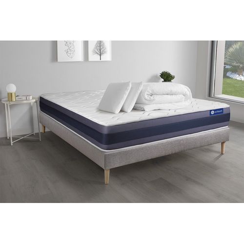 Pack Prt A Dormir Matelas Latex + Memoire De Forme Actilatex Morpho 160x200 Cm + Sommier Kit Gris + 2 Oreillers + Couette