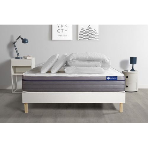 Pack Prt A Dormir Matelas Latex + Memoire De Forme Actilatex Zen 140x200 Cm + Sommier Kit Blanc + 2 Oreillers + Couette